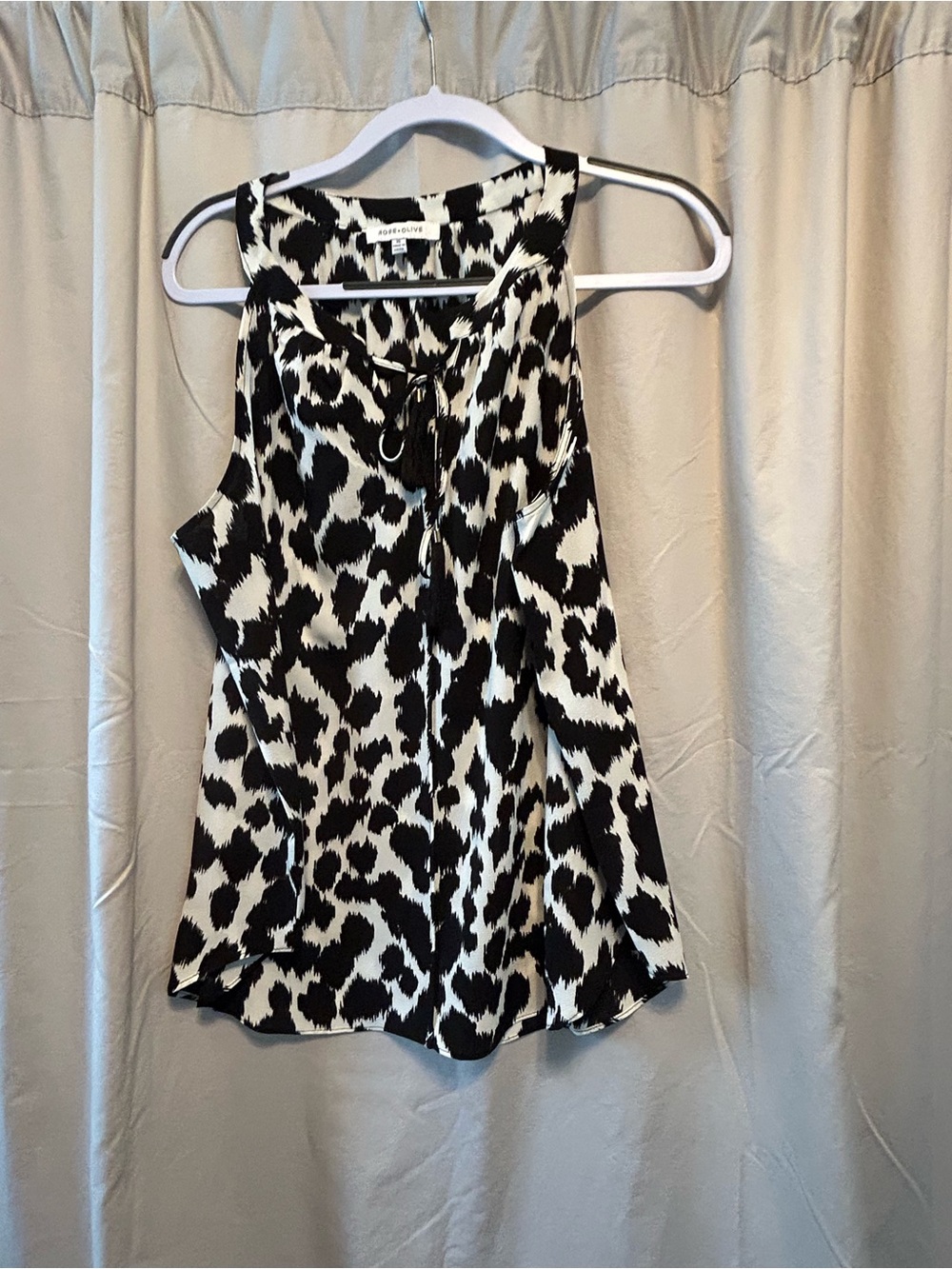 Rose & Olive Black and White Animal-Print Camisole